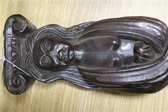 A 17th century oak mermaid pilaster